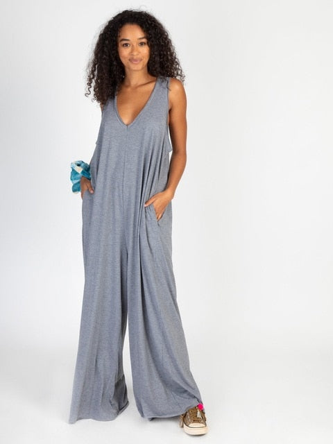 Deevia-Oversized Knit Jumpsuit